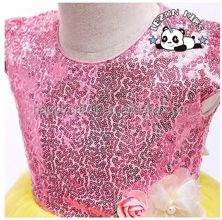 LEZONKIDS - Summer Jacquard Sequins Princess Skirt Hot-Sale Performance Rainbow Cake Girls' Ball Gown Girls' Dress